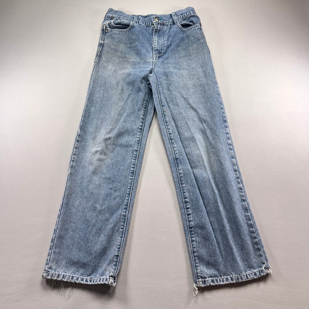 Pelle Pelle Jeans Womens 14 Blue Denim Cotton Embroidered Logo Straight Leg